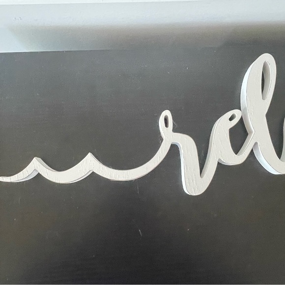 $15 SALE Elegant White Relax Script Wall Art Beach Ocean Wave Mermaid Tail Wood - Picture 3 of 9